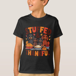 Stuffed And Thankful Dachshund Funny Thanksgiving  T-Shirt