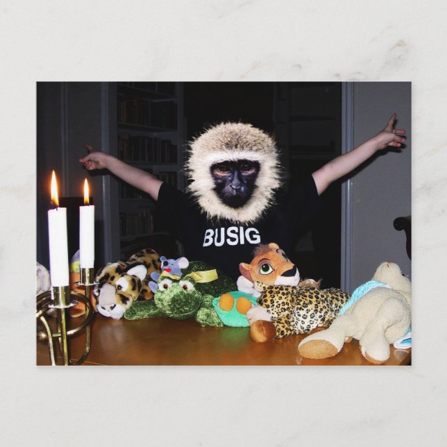 Stuffed animal king postcard (Front)