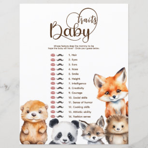 Stuffed Animals Baby Shower Baby Traits Game