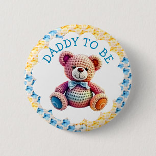 Stuffed Animals Boy's   Dad To Be Baby Shower 2 Inch Round Button