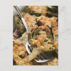 Stuffed artichokes with gratin topping postcard