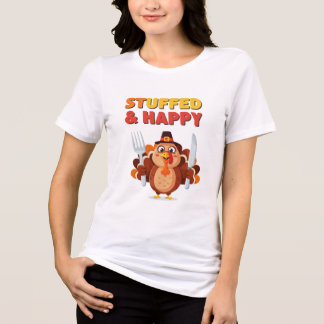 Stuffed & Happy Turkey – Funny Thanksgiving Design Tri-Blend Shirt