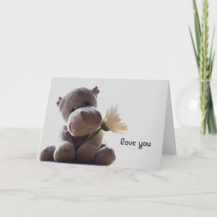 Stuffed Hippo with Flowers Greeting Card