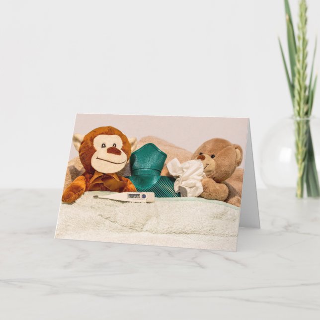 Stuffed Stuffed MonKey and Bear Get Well Card (Front)