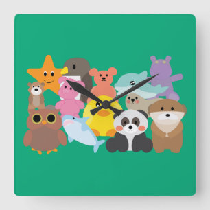 Stuffed Toys Square Wall Clock