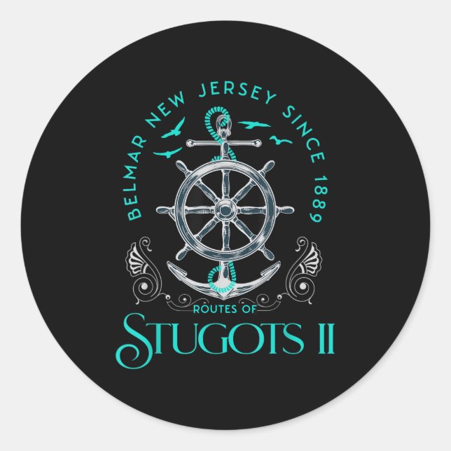 Stugots Belmar Nj Anchor Distressed Sarcastic Boat Classic Round Sticker (Front)