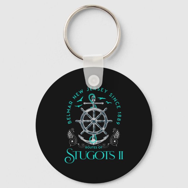 Stugots Belmar Nj Anchor Distressed Sarcastic Boat Keychain (Front)