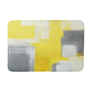 'Stumbled' Grey and Yellow Abstract Art Bath Mat