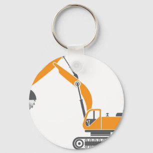 Stump and Stone Cutter Excavator Vector Keychain