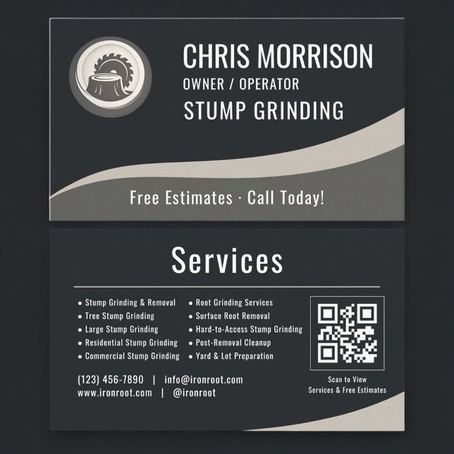 Stump Grinding QR Code Business Card (Creator Uploaded)