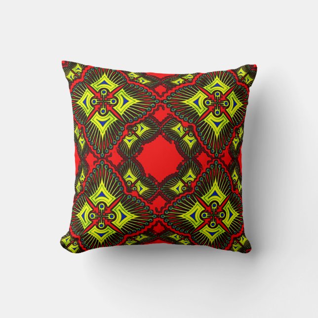 Stunning 3D Colourful Digital Accent Throw Pillow (Front)
