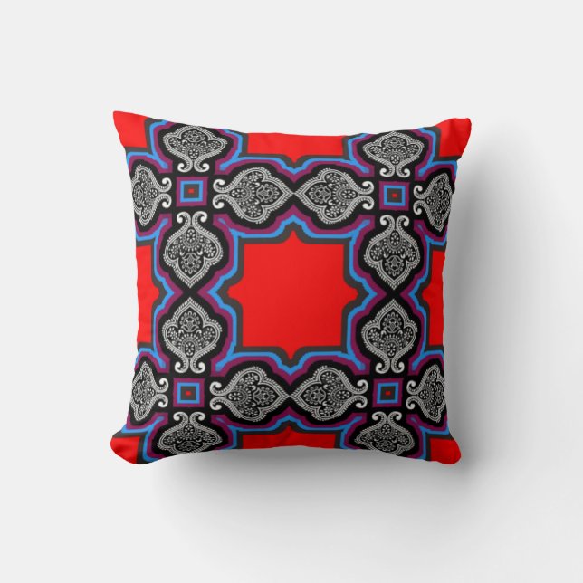 Stunning 3D Colourful Digital Accent Throw Pillow (Front)