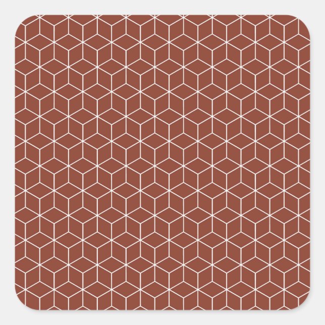 Stunning 3D Effects: White Cubes on Brick-Red  Square Sticker (Front)