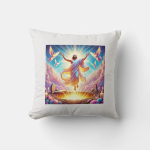 Stunning 3D Resurrection of Our Lord Jesus Christ Throw Pillow