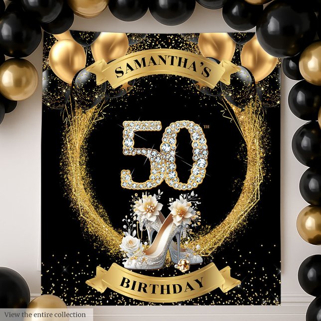 Stunning 50th Birthday Diamond Numbers High Heels Tapestry (Stunning 50th Birthday Diamond Numbers High Heels Tapestry)