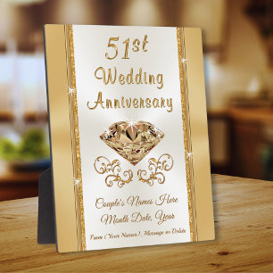 Stunning 51st Wedding Anniversary Gift for Couple Plaque