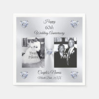 Stunning, 60th Anniversary Napkins, 1 or 2 PHOTOS