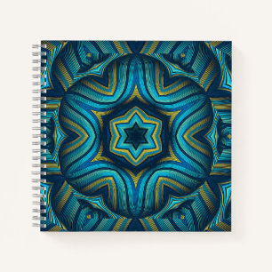 Stunning Abstract Blue and Yellow Mandala Art Notebook