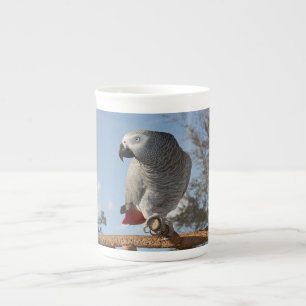 Stunning African Grey Parrot Bone China Mug