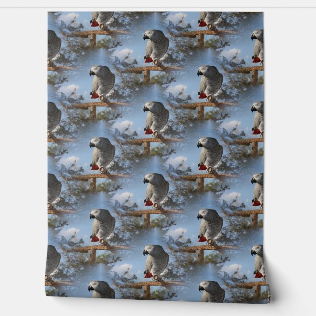 Stunning African Grey Parrot  Wallpaper (Unrolling)