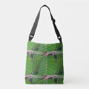 Stunning All-Over Green Leaf Crossbody Bag 