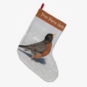 Stunning American Robin in the Snow Large Christmas Stocking