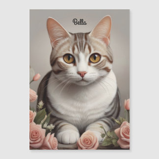 Stunning American Shorthair Cat with Delicate Rose