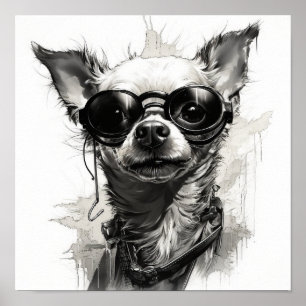 Stunning and Detailed Ralph Steadman White Chihuah Poster
