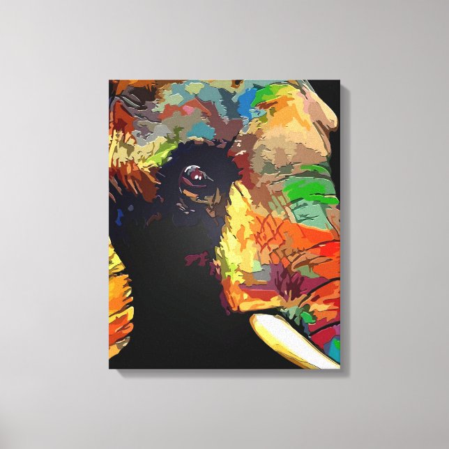 Stunning and Vibrant Elephant Painting Canvas Print (Front)