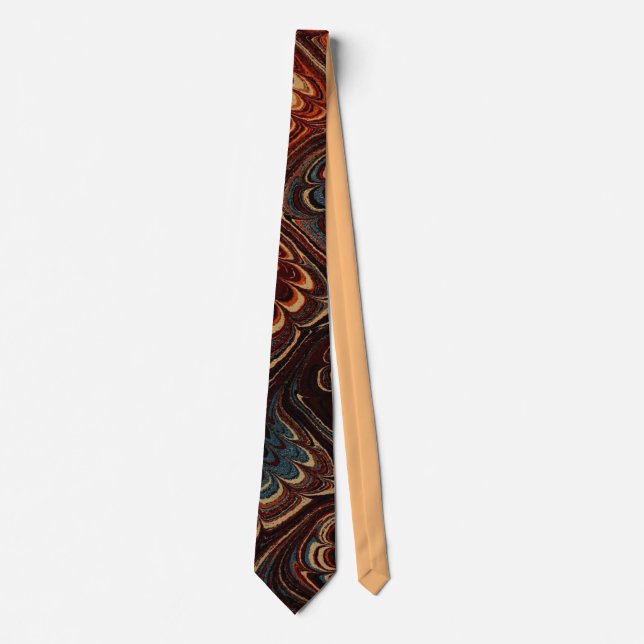 Stunning Antique Marbled Paper Tie (Front)