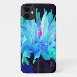 Stunning Aqua Blue and Green Cactus Dahlia iPhone 11 Case