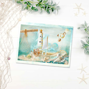 Stunning Aqua Sea Collage Postcard