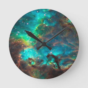 Stunning Aqua Star Cluster Round Clock