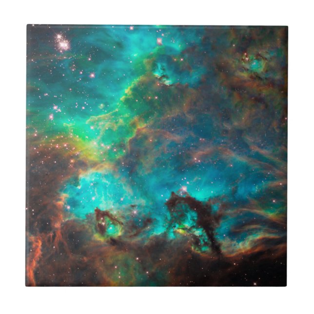 Stunning Aqua Star Cluster Tile (Front)