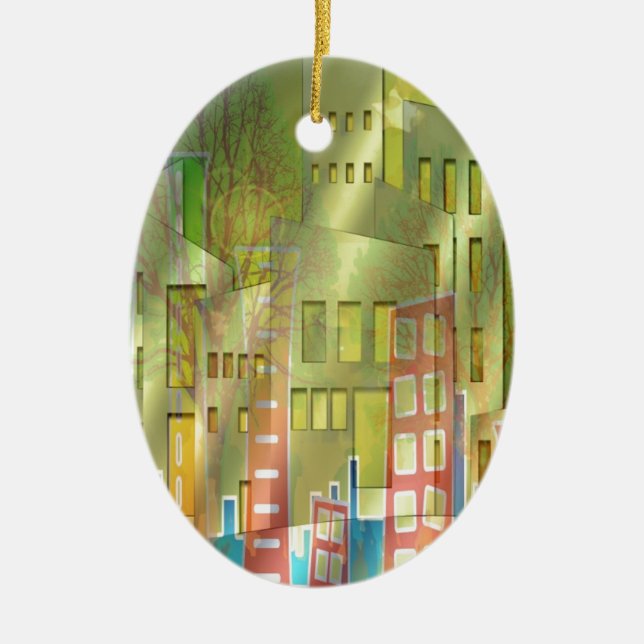 Stunning architecture cityscape art accessories ceramic ornament (Front)