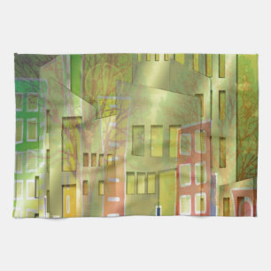 Stunning architecture cityscape art accessories kitchen towel