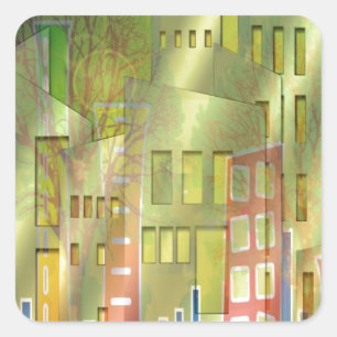 Stunning architecture cityscape art accessories square sticker