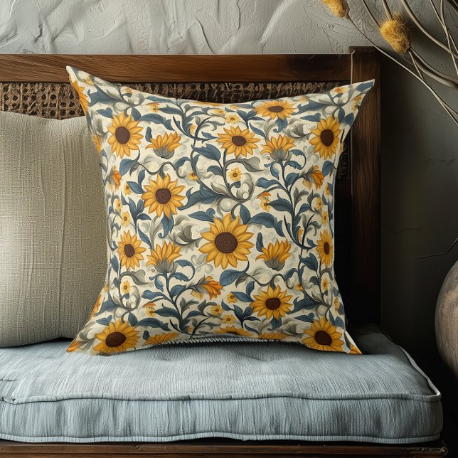 Stunning Art Nouveau Sunflower Throw Pillow (Creator Uploaded)