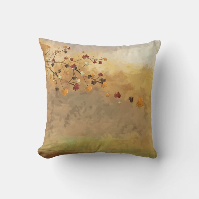 Stunning Autumn Falling Leaves Decorative Throw Pillow (Front)