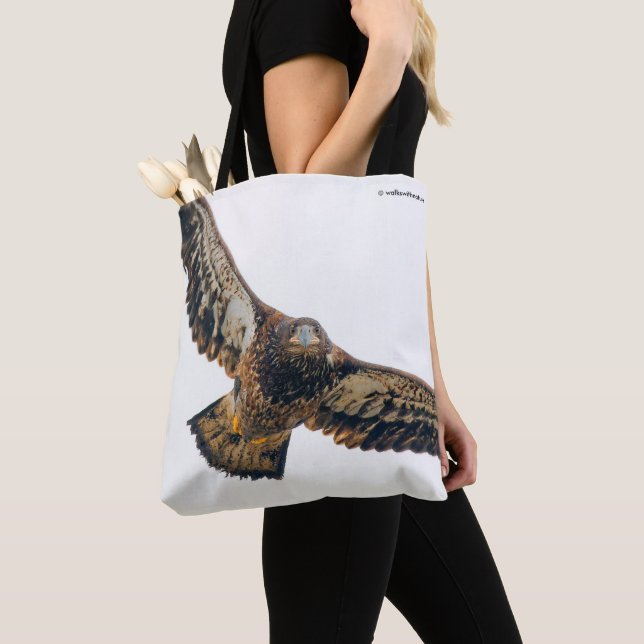 Stunning Bald Eagle Does a Flyover Tote Bag (Close Up)