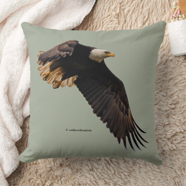 Stunning Bald Eagle in Flight Throw Pillow (Blanket)