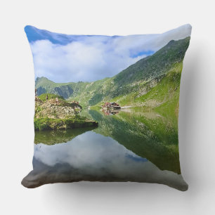 Stunning Balea Lake Romania – Alpine Photography Throw Pillow