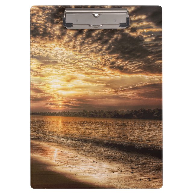 Stunning Beach Sunrise Clipboard (Front)