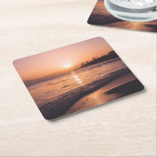 Stunning Beach Sunset Square Paper Coaster