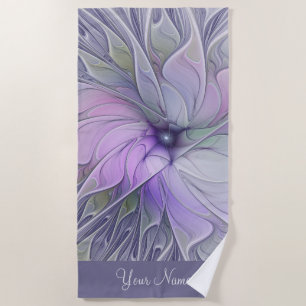 Stunning Beauty Abstract Fractal Art Flower Name Beach Towel