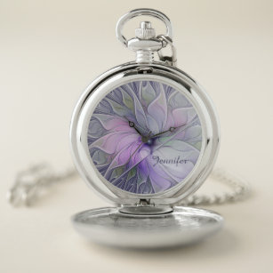 Stunning Beauty Abstract Fractal Art Flower Name Pocket Watch