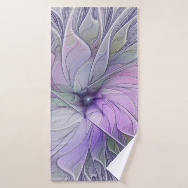 Stunning Beauty Modern Abstract Fractal Art Flower (Serviette de bain)
