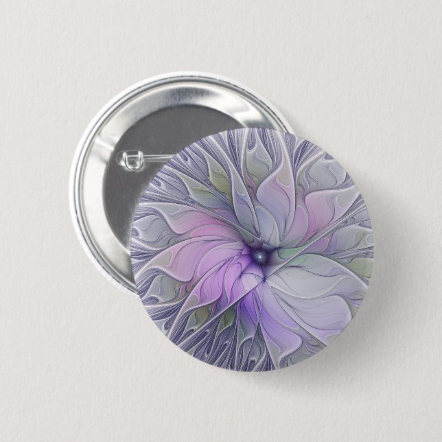 Stunning Beauty Modern Abstract Fractal Art Flower 2 Inch Round Button (Front & Back)