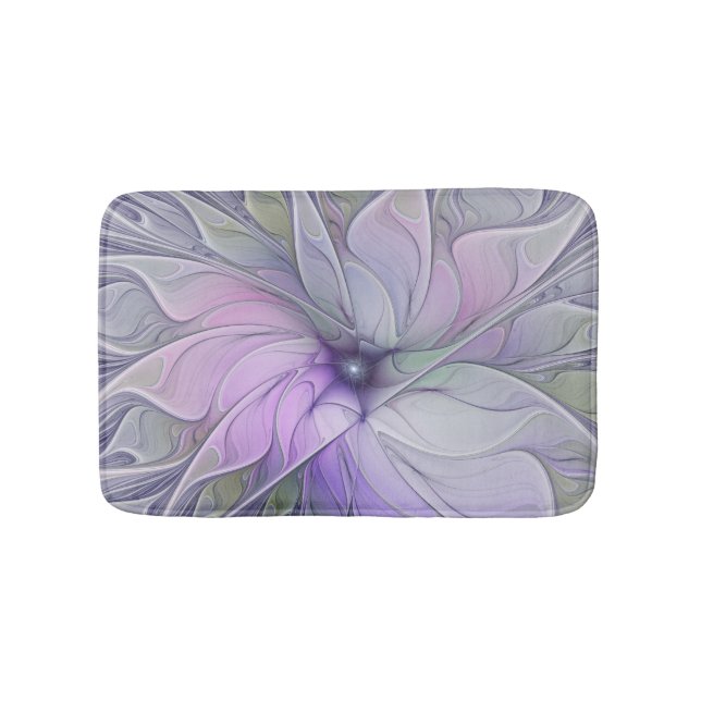 Stunning Beauty Modern Abstract Fractal Art Flower Bath Mat (Front)