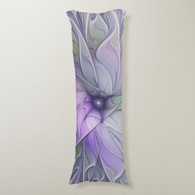 Stunning Beauty Modern Abstract Fractal Art Flower Body Pillow (Front Vertical)